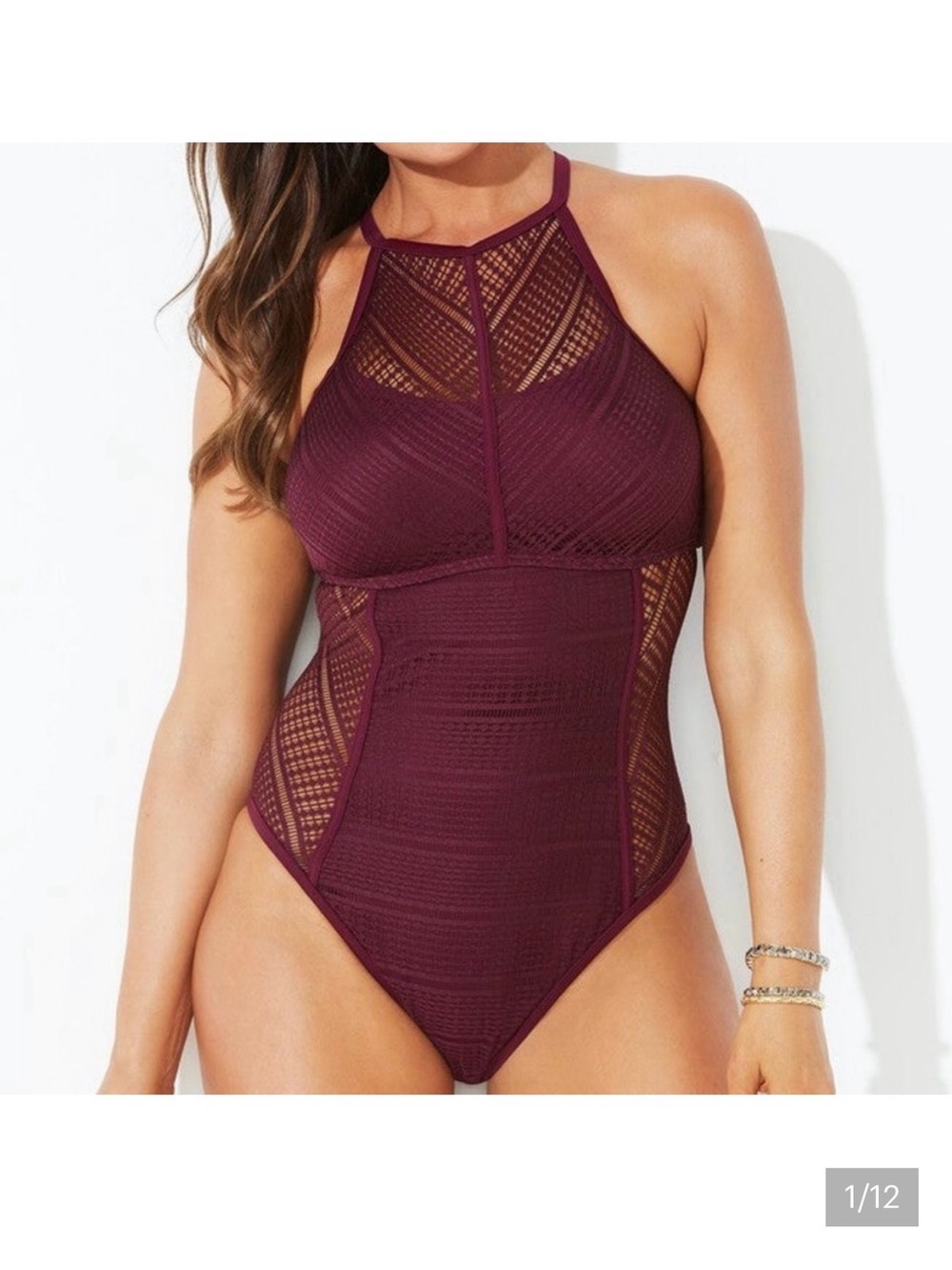Swimsuits For All Crochet High Neck One Pc Swimsuit/10/NWT